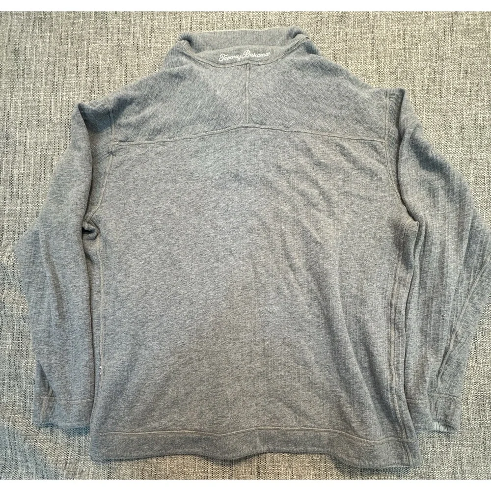 Tommy Bahama Reversible Sweater Mens XL Gray/stripe Quarter Zip Pullover Outdoor